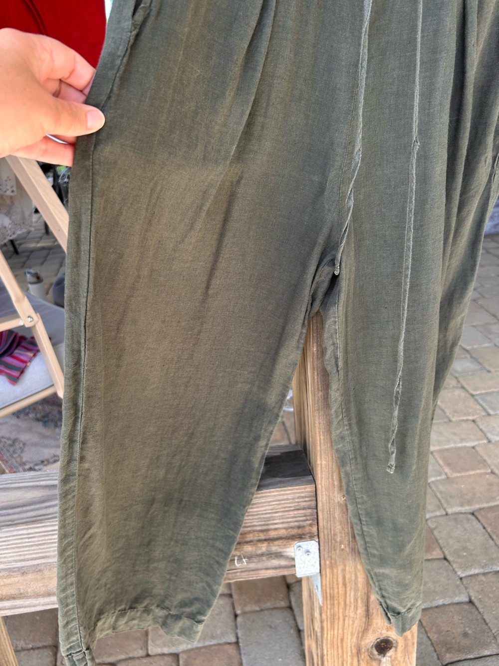 Velvet Graham Spencer Linen Barrel Pants XS Matcha Lagenlook Coastal Grandma - Picture 5 of 5